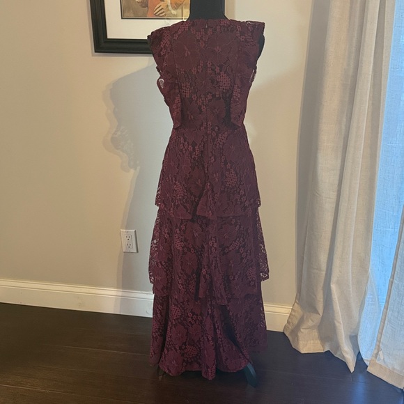 Lulus Molinetto Burgundy Lace Ruffled Tiered Sleeveless Dress - Picture 6 of 8